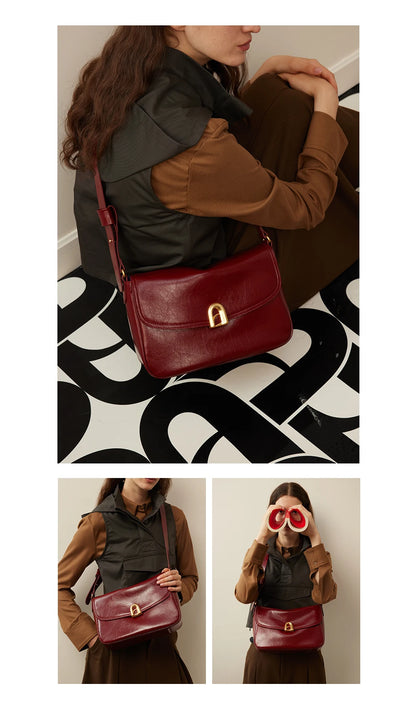 Split Leather Soft Square Shoulder Tote