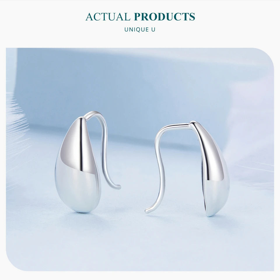 Glossy Waterdrop Stud Earrings – 925 Sterling Silver