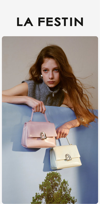 Split Leather Compact Square Tote