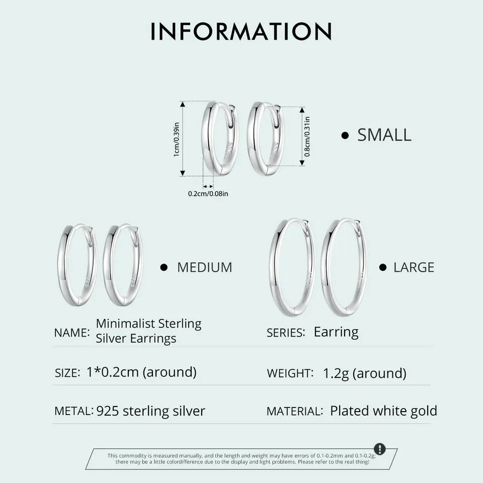 Minimalist Hoop Earrings – 925 Sterling Silver for Multiple Piercings