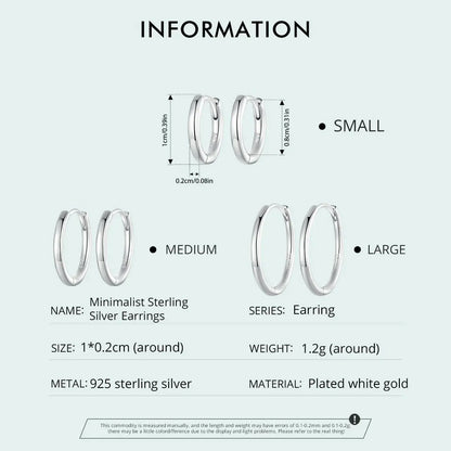 Minimalist Hoop Earrings – 925 Sterling Silver for Multiple Piercings