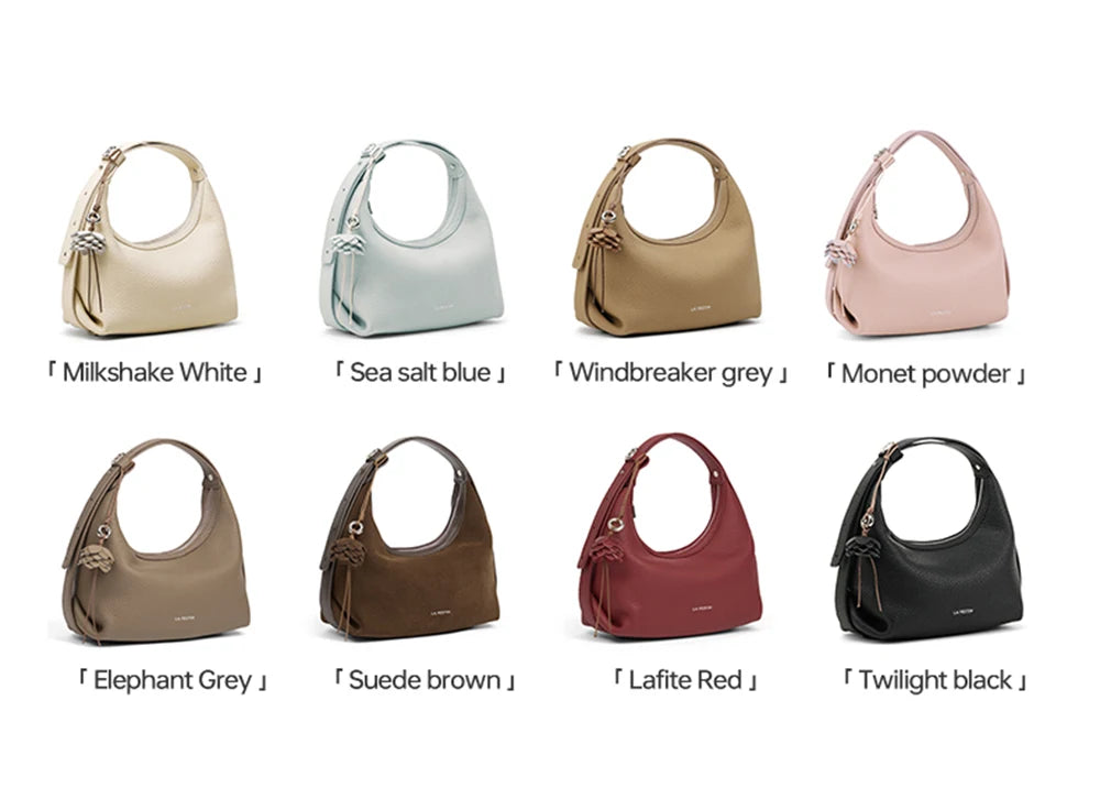 Genuine Leather Half Moon Shoulder and Crossbody Tote