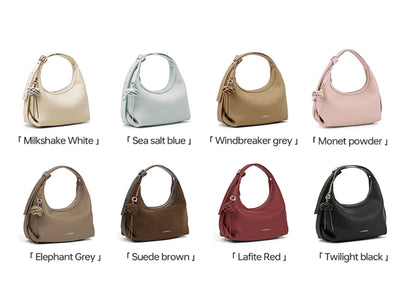 Genuine Leather Half Moon Shoulder and Crossbody Tote