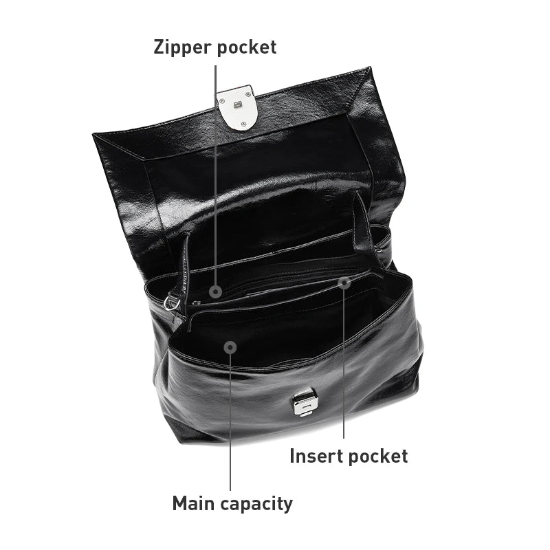 Split Leather Shoulder Crossbody Tote Bag