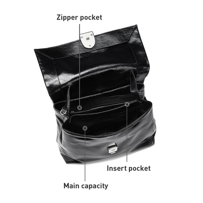 Split Leather Shoulder Crossbody Tote Bag