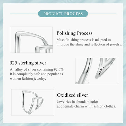 925 Sterling Silver Adjustable V-Shaped Ring with Double-Layer Design