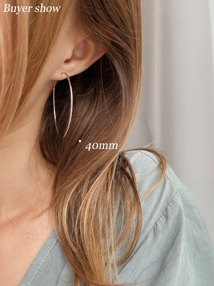 Large Round Hoop Earrings – Sterling Silver Platinum Plated